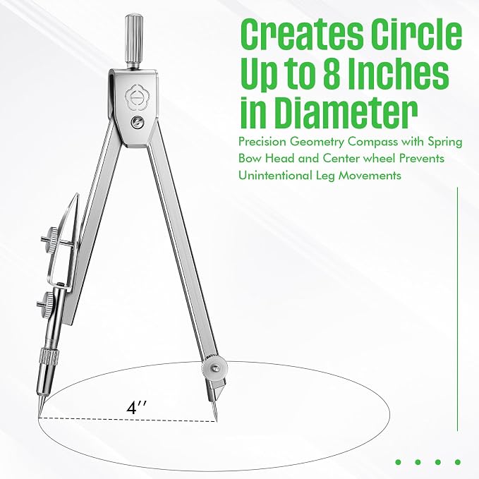 EBOOT Student Geometry Math Set, Drawing Compass and 6 Inch Swing Arm - Image 3