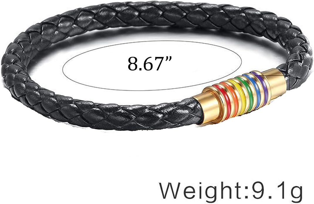 Nanafast Titanium Stainless Steel Rainbow LGBT Pride Bracelet Handmade Braided - Image 2