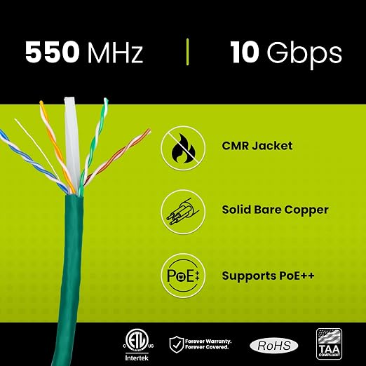trueCABLE Cat6 Riser, 23AWG 4 Pair Solid Bare Copper, ETL Listed, Unshielded - Image 2