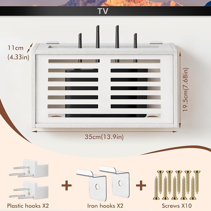 Router Shelf Wall Mount, WiFi Router Box Hider & Modem Storage Box - Image 2