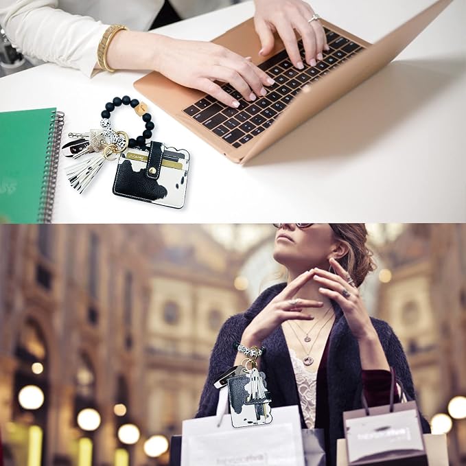 Keychain Wallet Wristlet Small Credit Card Holder Bracelet Key Chain Purse - Image 5