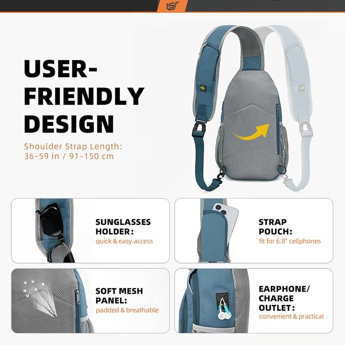 SKYSPER Sling Bag RFID Crossbody Sling Backpack Cross Body Shoulder Bag Travel - Image 4