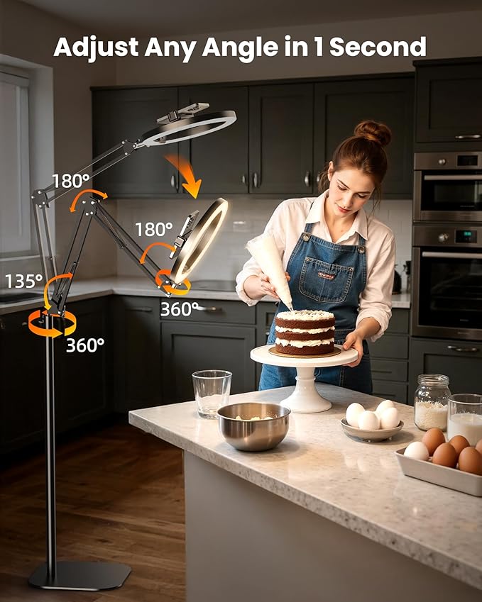 Ring Light with Stand Tripod for iPhone – Upgrade 1800 Lumens 10” Overhead - Image 3