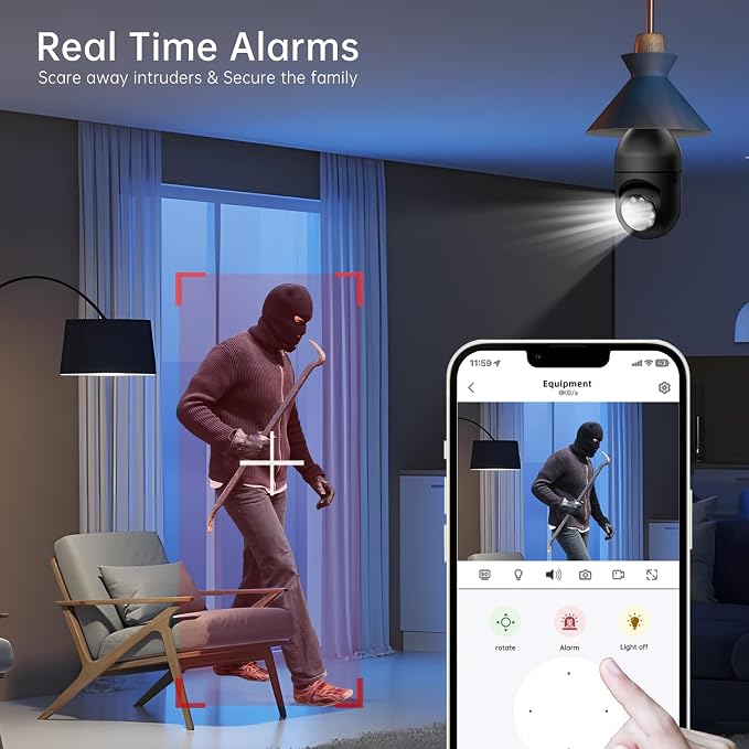 WESECUU Light Bulb Security Camera -5G& 2.4GHz WiFi 2K Security Cameras - Image 3