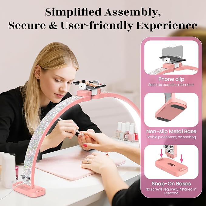LIONVISON Half Moon Light for Nail Tech: 31 inch Lash LED Lamp - 48W Foldable - Image 7