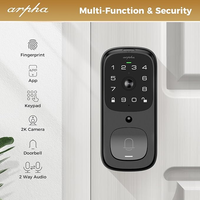 WiFi Smart Door Lock, 5-in-1 Fingerprint Keyless Entry Door Lock, Two-Way Audio - Image 5