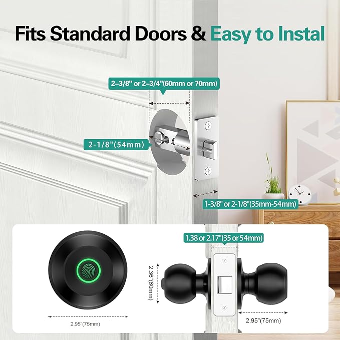 Smart Door Knob, Fingerprint Door Knob, Biometric Smart Door Lock - Image 5