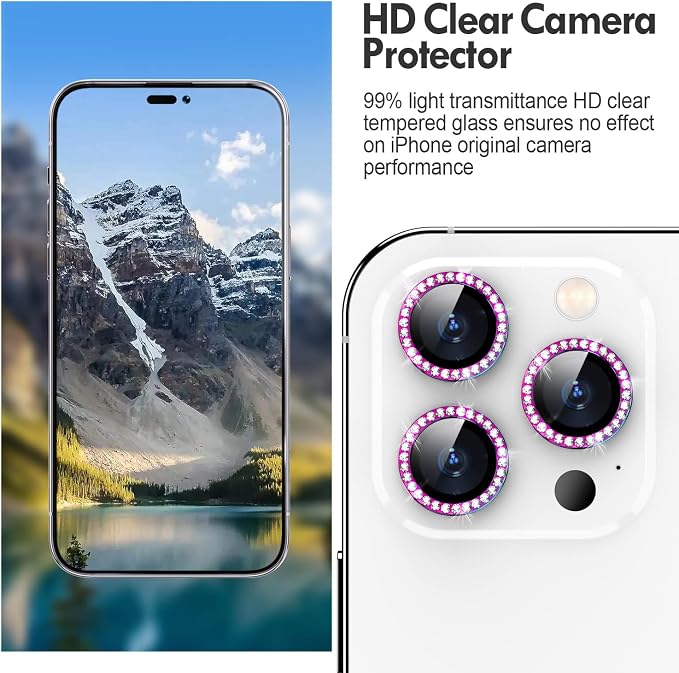 for iPhone 14 Pro/14 Pro Max Camera Lens Protector Bling, 9H Hardness - Image 4