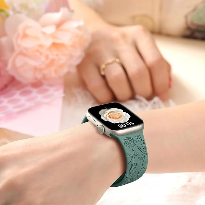 SNBLK 6 Pack Floral Engraved Bands Compatible - Image 5