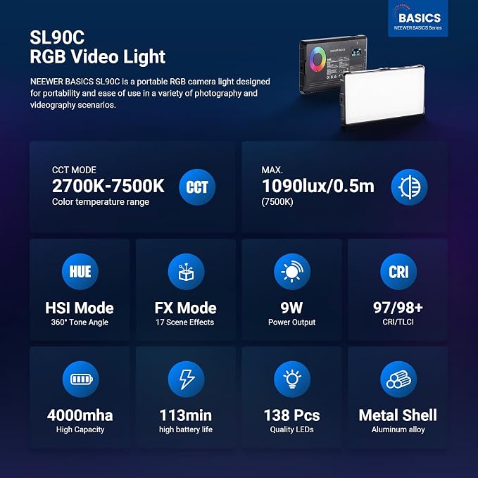 NEEWER Basics Full RGB Camera Video Light - Image 2