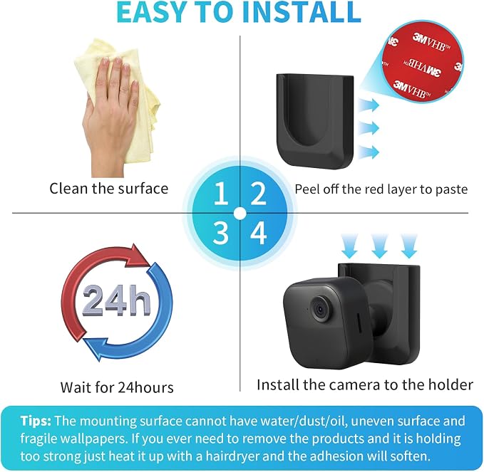 Blink Mini Camera Adhesive Wall Mount Bracket, Strong Adhesive Durable Camera - Image 4