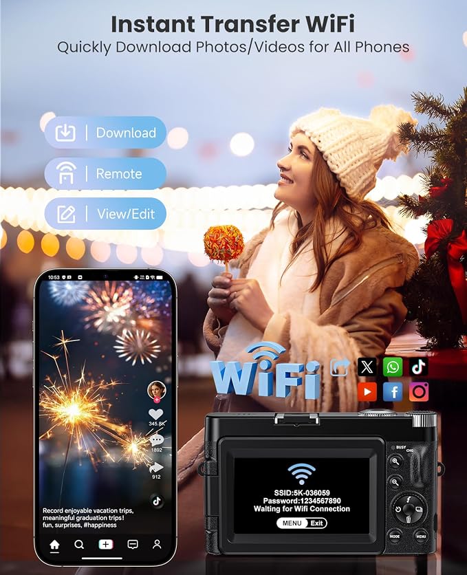 4K Digital Camera for Photography, WiFi Autofocus 64MP Vlogging Camera for - Image 3