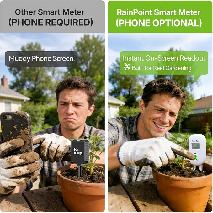 RAINPOINT Visual Gauge Digital Smart Wireless Plant Moisture Meter Kit - Image 4