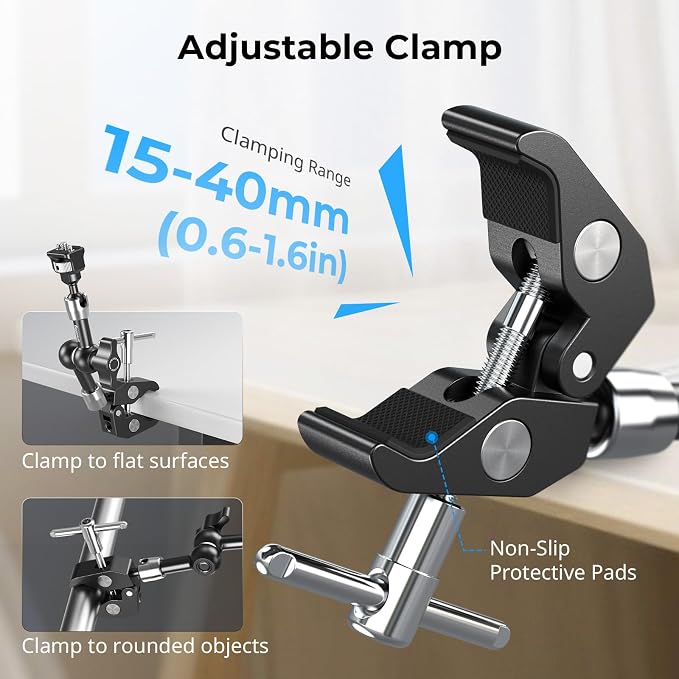 SMALLRIG 7 Inch Magic Arm with Crab-Shaped Clamp, Arm with 1/4"-20 Screw and - Image 6