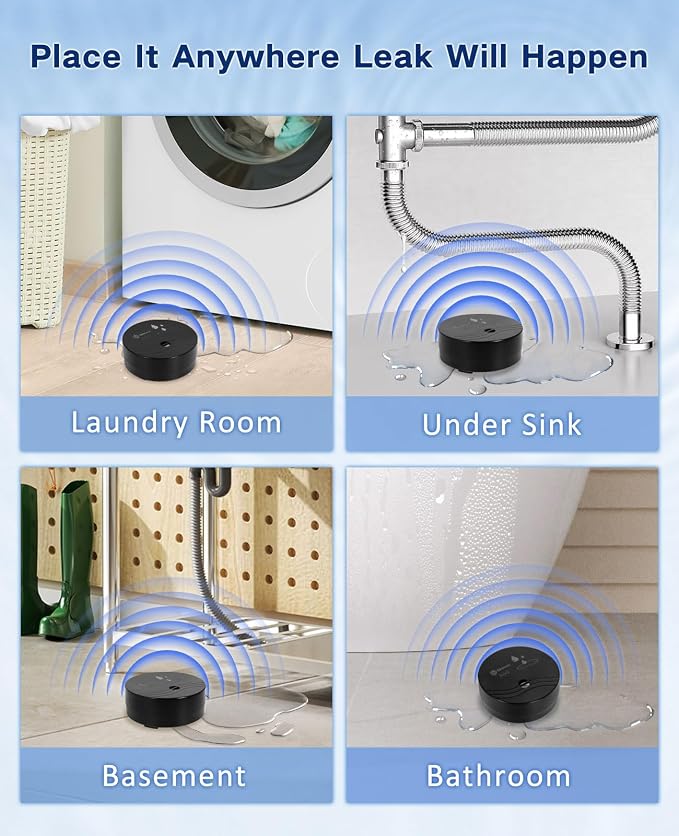 Geevon 1 Pack Water Leak Detectors, 100dB Water Sensor Alarms Flood Detector - Image 3