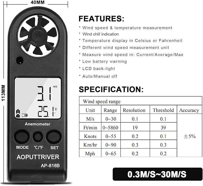 Anemometer Handheld Wind Speed Meter - Image 4