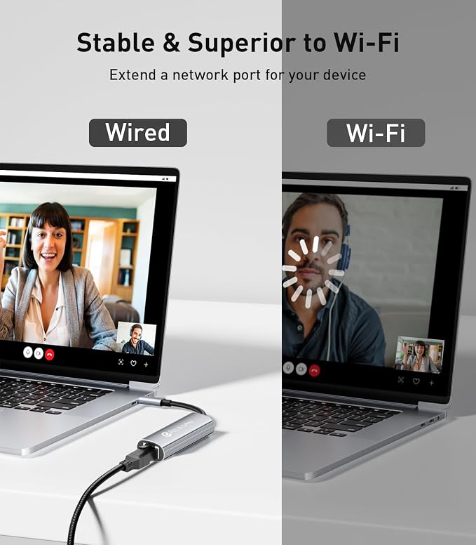 Reborn USB C to Ethernet Adapter, Type-C to RJ45 Gigabit Ethernet LAN Network - Image 4