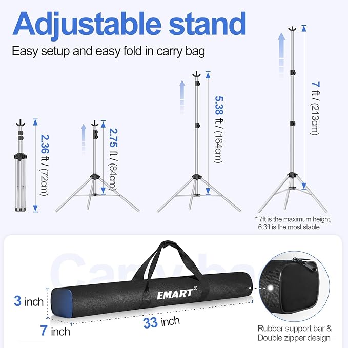 EMART Backdrop Stand 10x7ft Photo Studio Adjustable Background Stand Support kit - Image 4