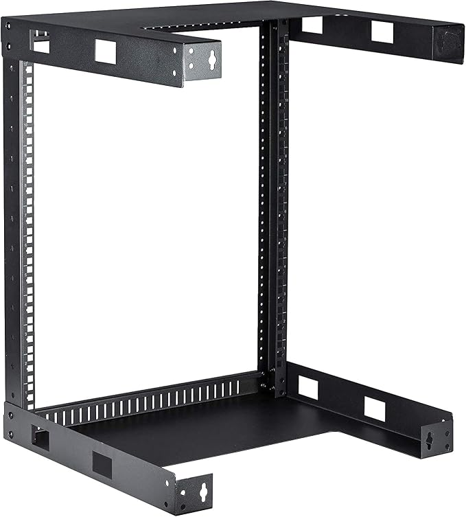 Kenuco Black 12U Wall Mount Open Frame Steel Network Equipment Rack 17.75 Inch - Image 3