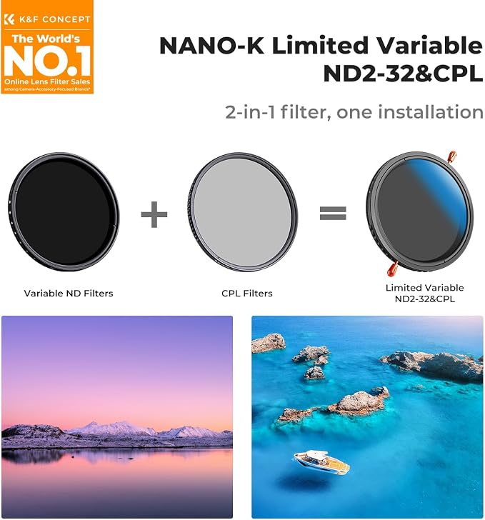 K&F CONCEPT 62mm Variable ND2-32 & Circular Polarizing Lens Filter in 1 - Image 2