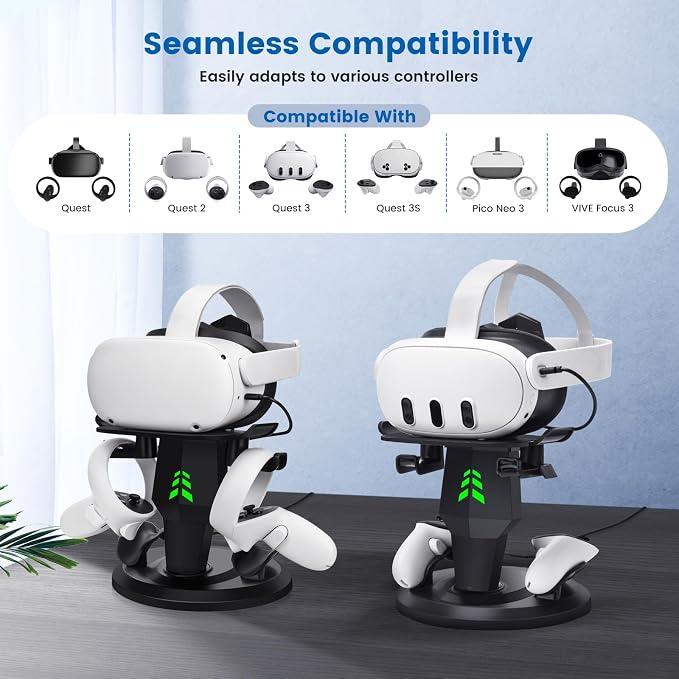 VR Headset Charging Dock for Meta Quest 3/Quest 3S/Quest 2, VR Charging Stand - Image 2