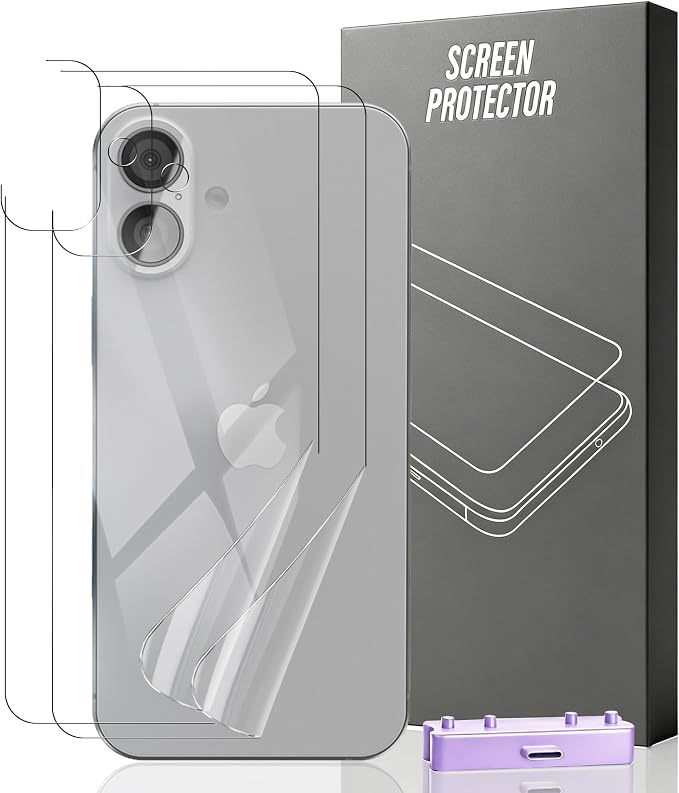 2 Pack for iphone 16 Plus Back Screen Protector Flexible Film Not Tempered Glass by Unknown