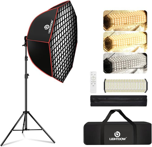 Light Box Photography Lighting Kit:37" Octa Softbox, Honeycomb Grid, 110W LED by Lightdow