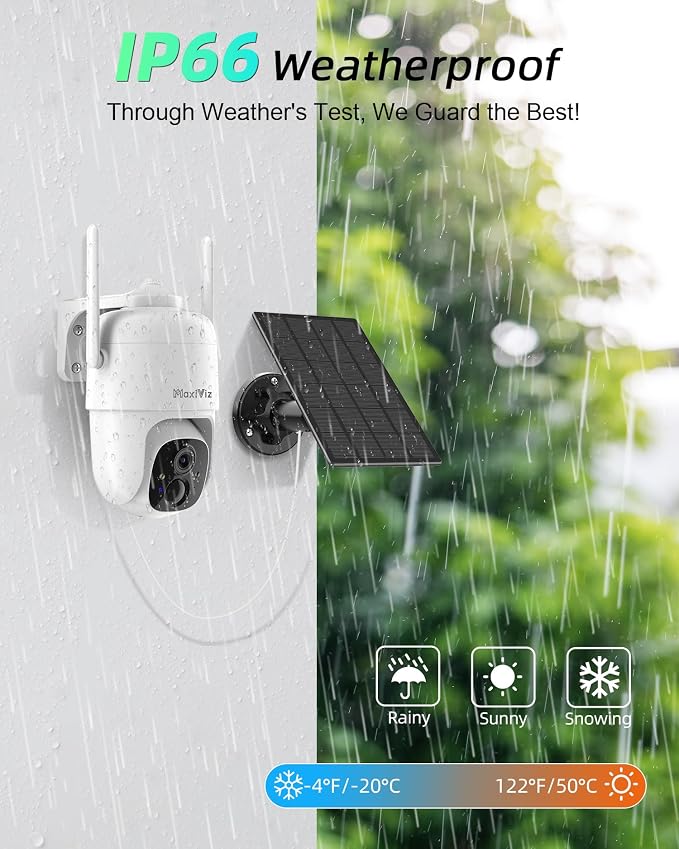 MaxiViz 2K Solar Camera Security Outdoor, 100% Wire-Free Security Cameras - Image 5