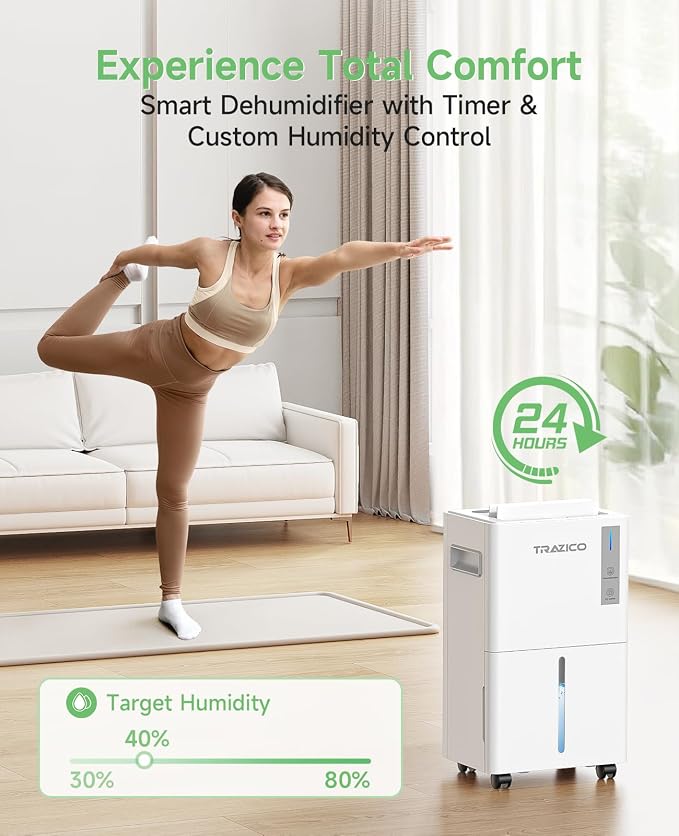 1500 Sq.ft Dehumidifier for Basement, Trazico 21 Pint Quiet Dehumidifiers for - Image 7