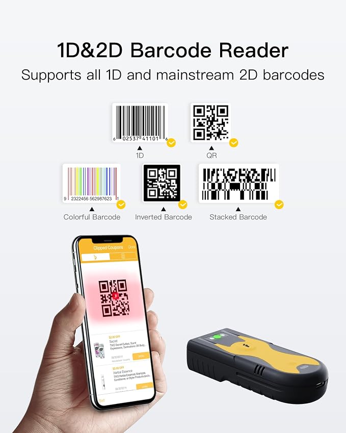 Inateck 2D Bluetooth Scanner, Mini and Portable, Support Barcodes on Screen - Image 3