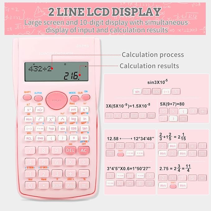 Scientific Calculator, 2 Line Cute Scientific Math Calculator Function - Image 3