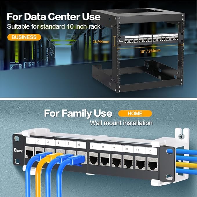 12 Port Patch Panel CAT6a Patch Panel Wall Mount 10 Inch Bracket Included - Image 7