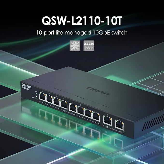 QNAP 10-Port Multi-Gigabit Lite-Managed Network Switch, 2 x 10GbE Base-T & 8 x - Image 2
