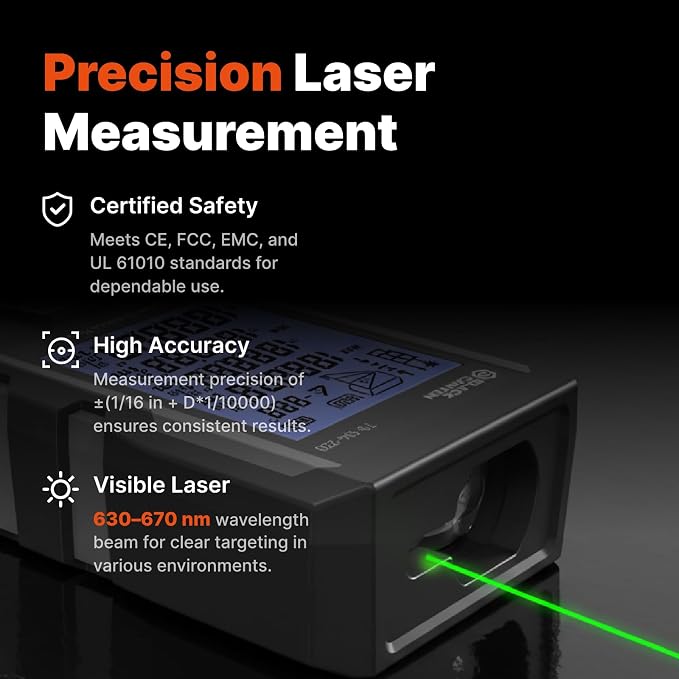BLACK CANYON Laser Distance Meter, 165/230/330 ft Range - Image 6