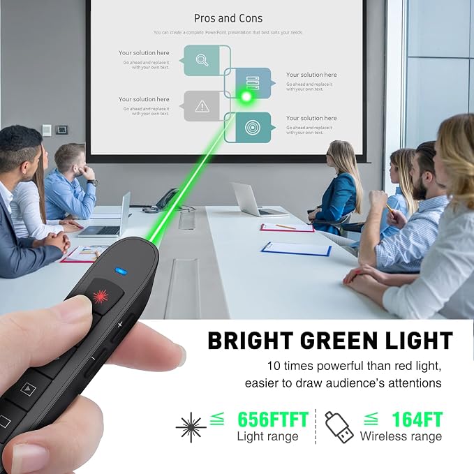 Green Light Clicker for Teachers–USB-C Rechargeable Presentation Clicker - Image 2