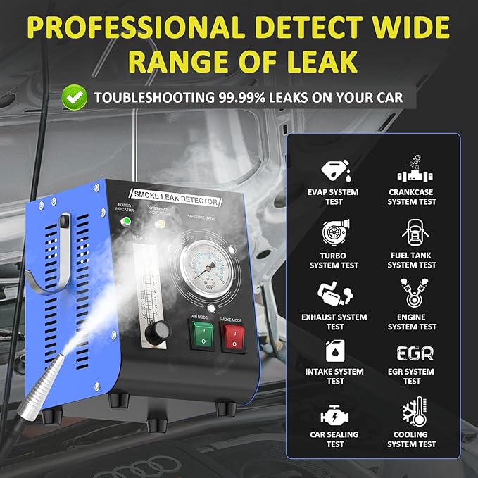 Automotive Smoke Machine, Professional Leak Detector Built-in Air Pump Flow - Image 2