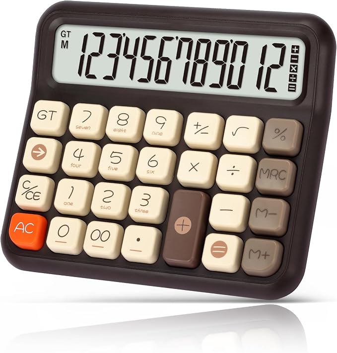 Pendancy Desk Calculator 12 Digit, Retro Cute Basic Calculator by Pendancy