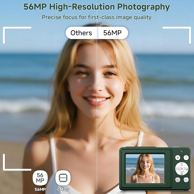 Digital Camera, 56MP 2.7K Dual-Screen Selfie Camera - Image 2