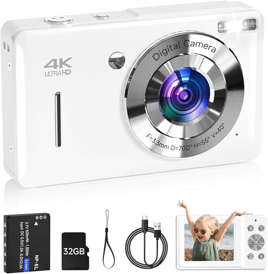 Digital Camera for Kids, FHD 1080P 44MP Point and Shoot Digital Camera by SMARTKLIK