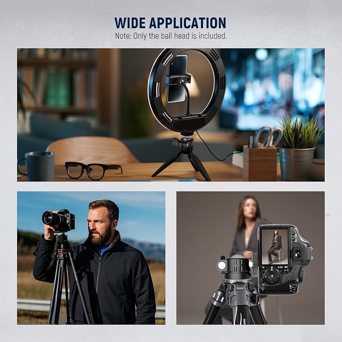 NEEWER Basic Mini Ball Head, Portable Tripod Head Camera Mount Adapter - Image 6