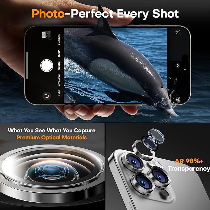 for iPhone 15 Pro/15 Pro Max Camera Lens Protector, Tempered Glass Screen - Image 5