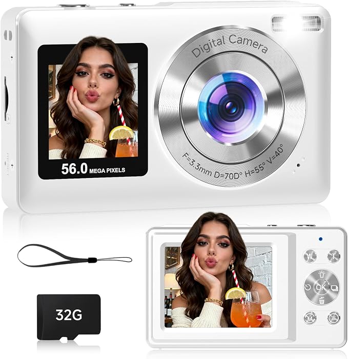 Compact Camera, 56MP Dual-Screen Digital Camera by Gtonster