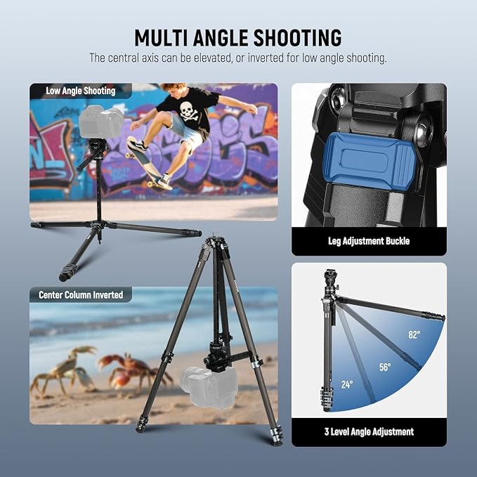NEEWER 60.4" Travel Tripod Carbon Fiber - Image 4