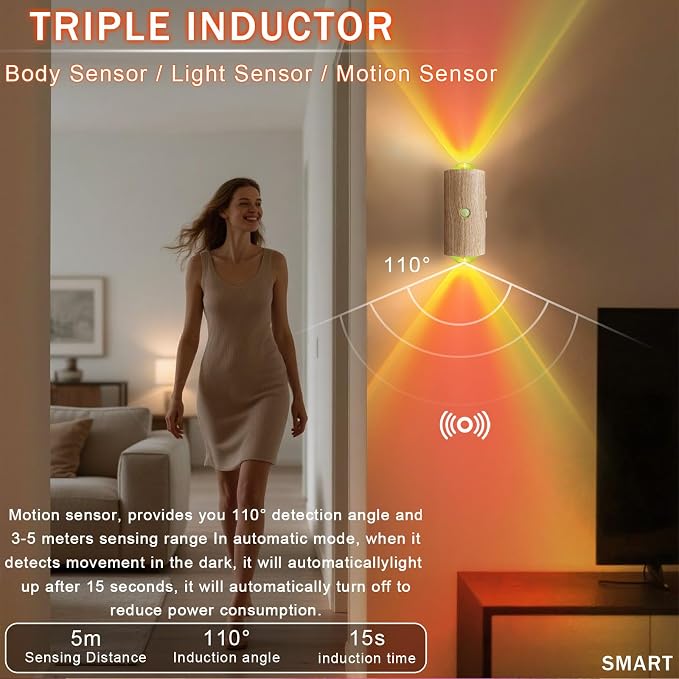 LED Wireless Wall Sconce with 7 Colors Changing, Motion Sensor Light Indoor - Image 3
