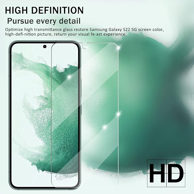 Screen Protector for Samsung Galaxy S22, Tempered Glass for Galaxy S22 & Camera - Image 6