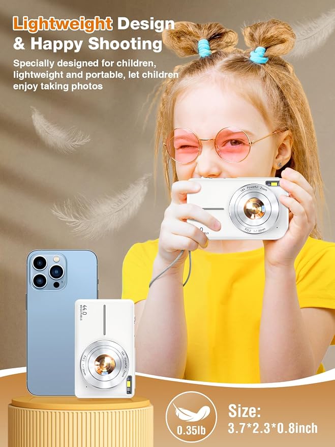 Digital Camera, FHD 1080P Kids Camera 44MP Point and Shoot Digital Cameras - Image 5