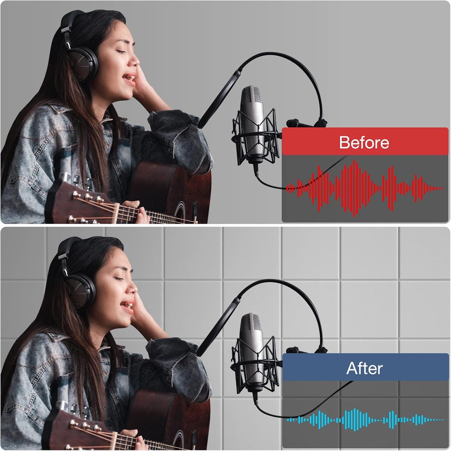 12 Pack Self-Adhesive Acoustic Panels, 12" X 12" X 0.4" High-Density Polyester Sound Proof Foam Panels for Walls, Soundproof Wall Panels for Home & Office (White)