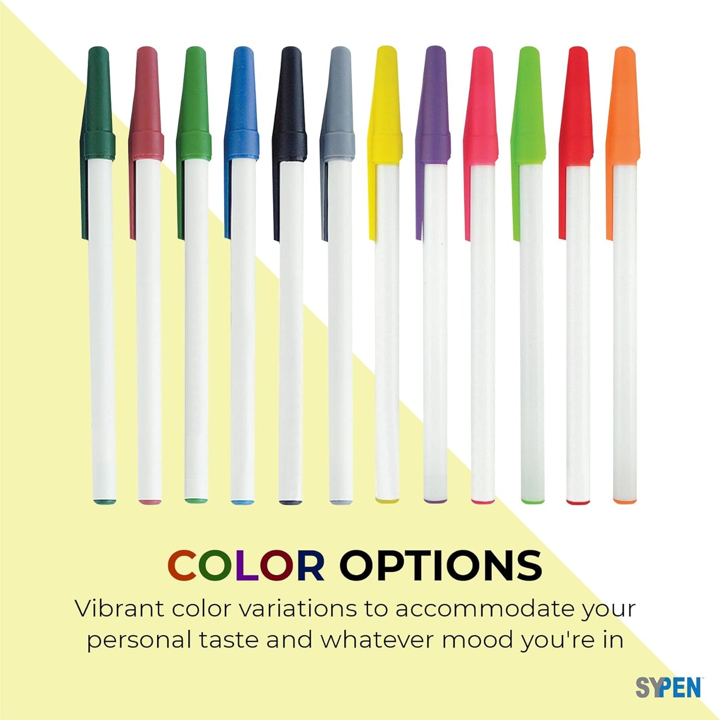 Personalized Stick Pens With your Custom Logo or Text-500 Pack Bulk-for Businesses, Parties, and Events, Custom Printed Slim Ballpoint Pens with Cap, Yellow, Black Ink