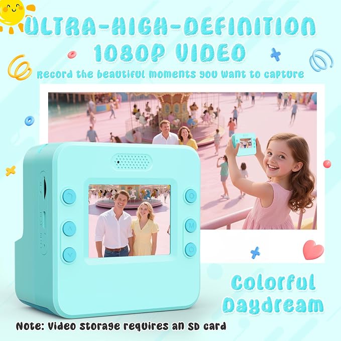 Kids Camera Instant Print with Flip Lens, 1080P HD Video Inkless Toddler - Image 3