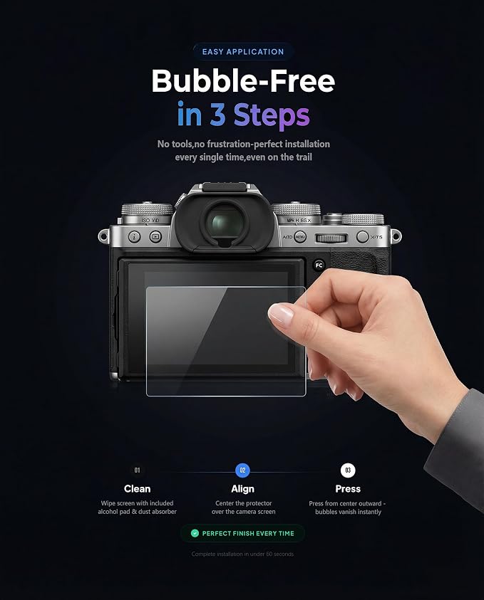 iDaPro Screen Protector for Fujifilm X-T5 Fuji XT5 + Hand Lanyard, Tempered - Image 7